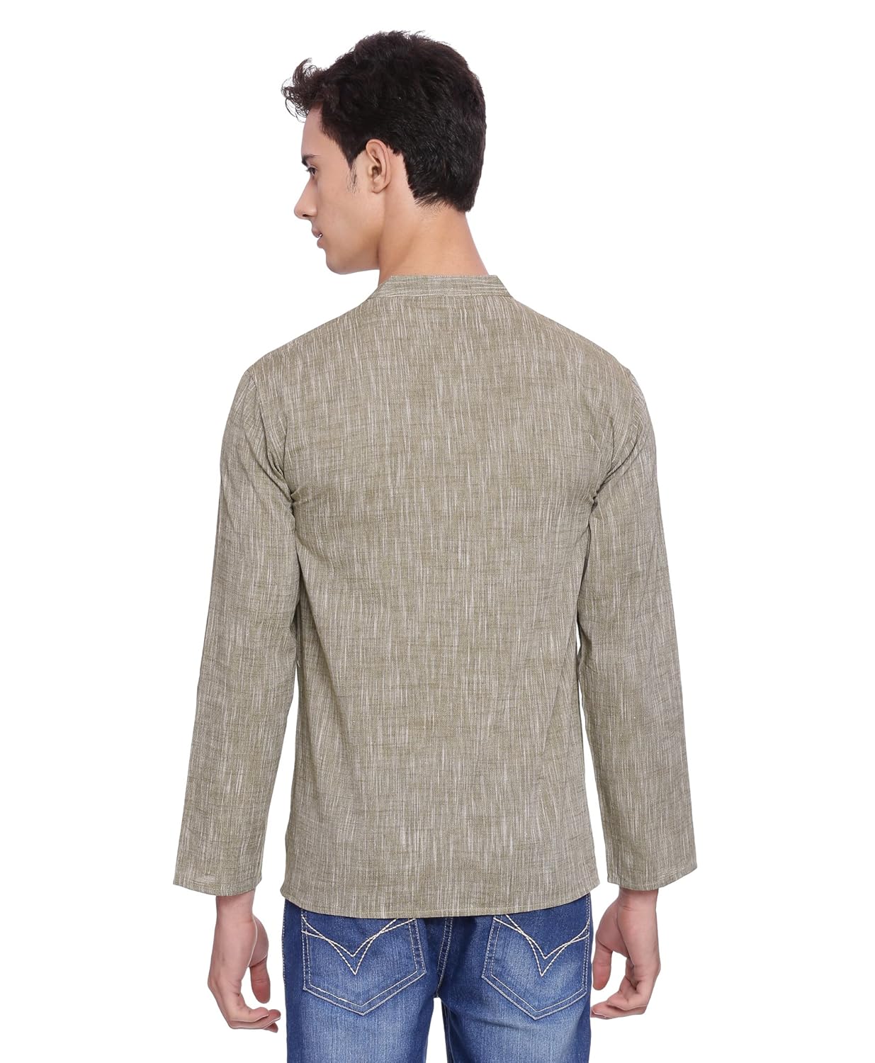 svanik brown solid cotton classic short kurta.