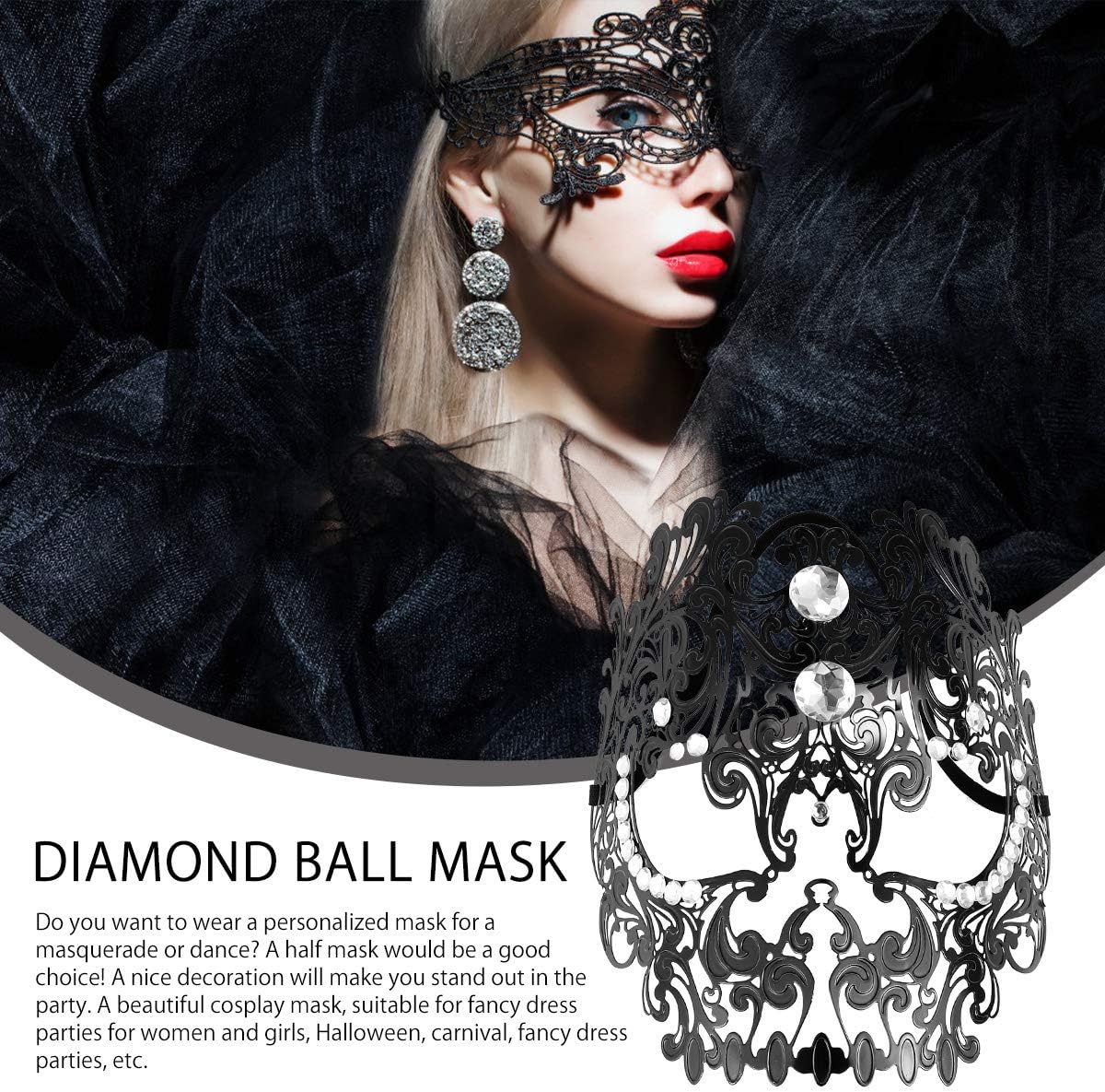 VORCOOL 1pc Diamond Skeleton Hollow Mask Sexy Full Face Hollow Out Masquerade Skull Mask Sports Props - Image 3