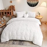 MEGO Luxury Shaggy Plush Duvet Cover Set, Soft 3 Pieces Fluffy Faux Fur Comforter Cover Set, Fuzzy Velvet Bedding Set Queen Size(1 Furry Duvet Cover + 2 Pillow Cases), Zipper Closure(Queen,White)