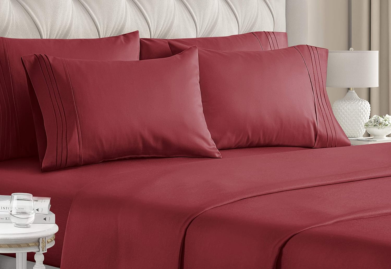 Queen Size Sheet Set - 6 Piece Set - Hotel Luxury Bed Sheets - Extra Soft - Deep Pockets - Easy Fit - Breathable & Cooling Sheets - Wrinkle Free - Comfy - White Bed Sheets - Queens Sheets - 6 PC: Home & Kitchen