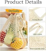NUDFSY 2Pcs String Bag Net Bags Reusable Mesh Produce Bags Grocery Shopping view 5