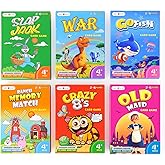 Upgraded Kids Card Games Pack, 6 Decks, Go Fish, Old Maid, Crazy Eights, Memory Match, Slap Jack, War, Playing Cards, Easter 