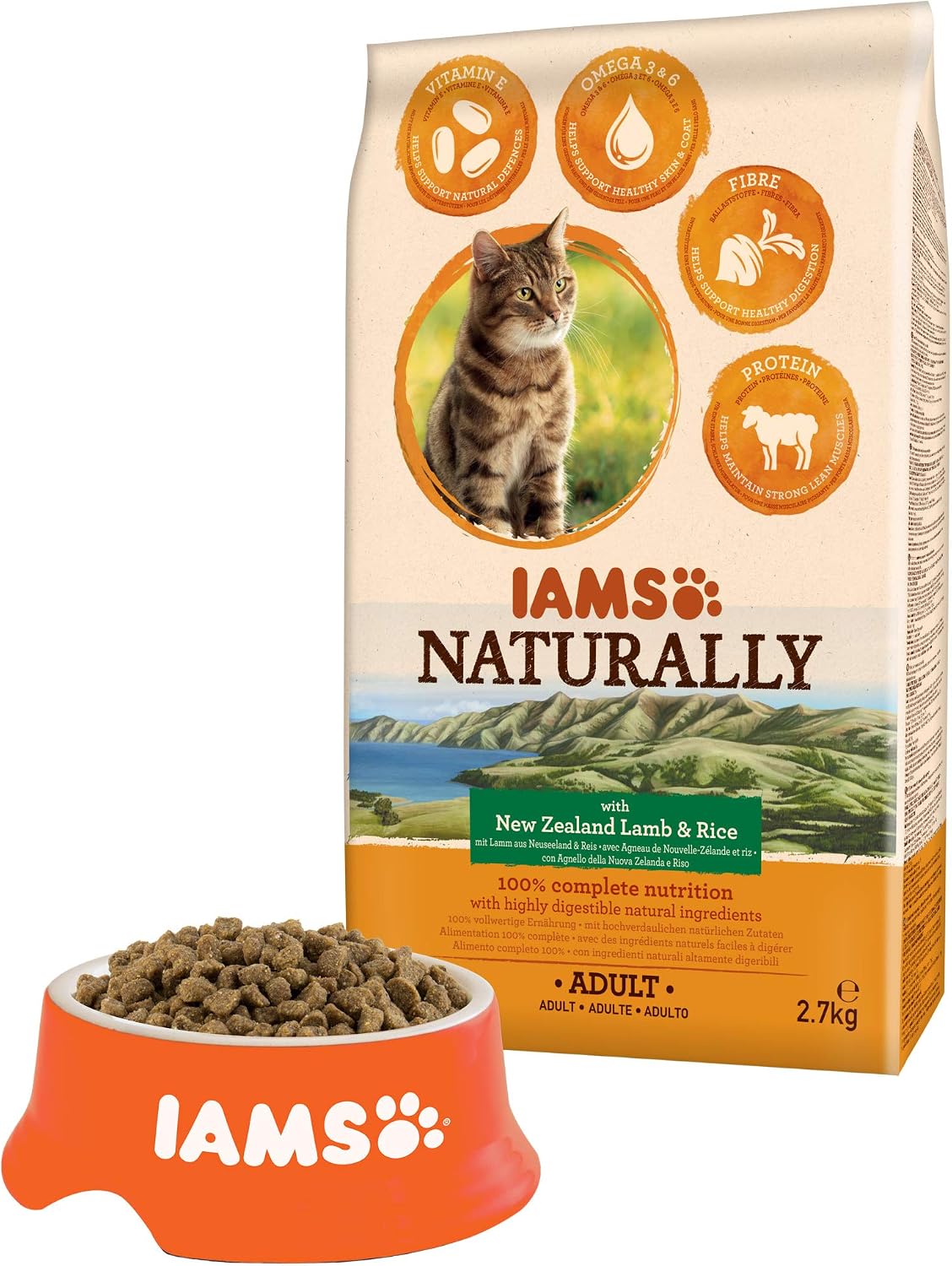 IAMS Naturally Adult Dry Cat Food Lamb & Rice 2.7KG, transparent, 2.7 kg (Pack of 1) - Image 3