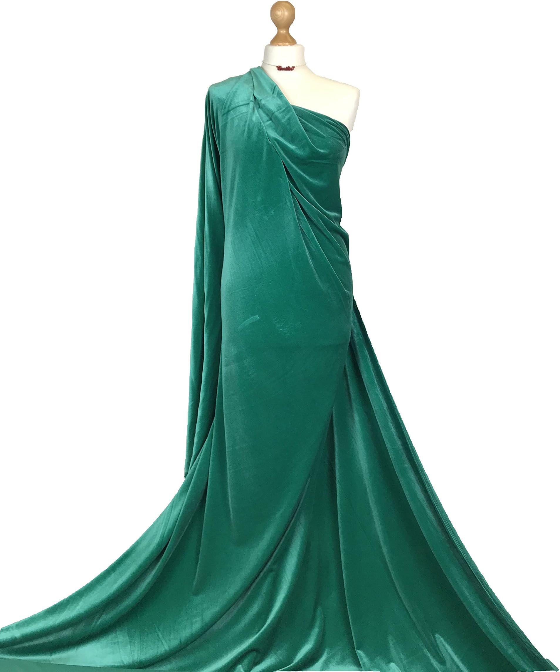 Premium Quality Luxurious Plain Velvet 4 Way Stretch Spandex Velour Fabric Material PV01 (Jade Green, 1 Meter) by FABRIQUES