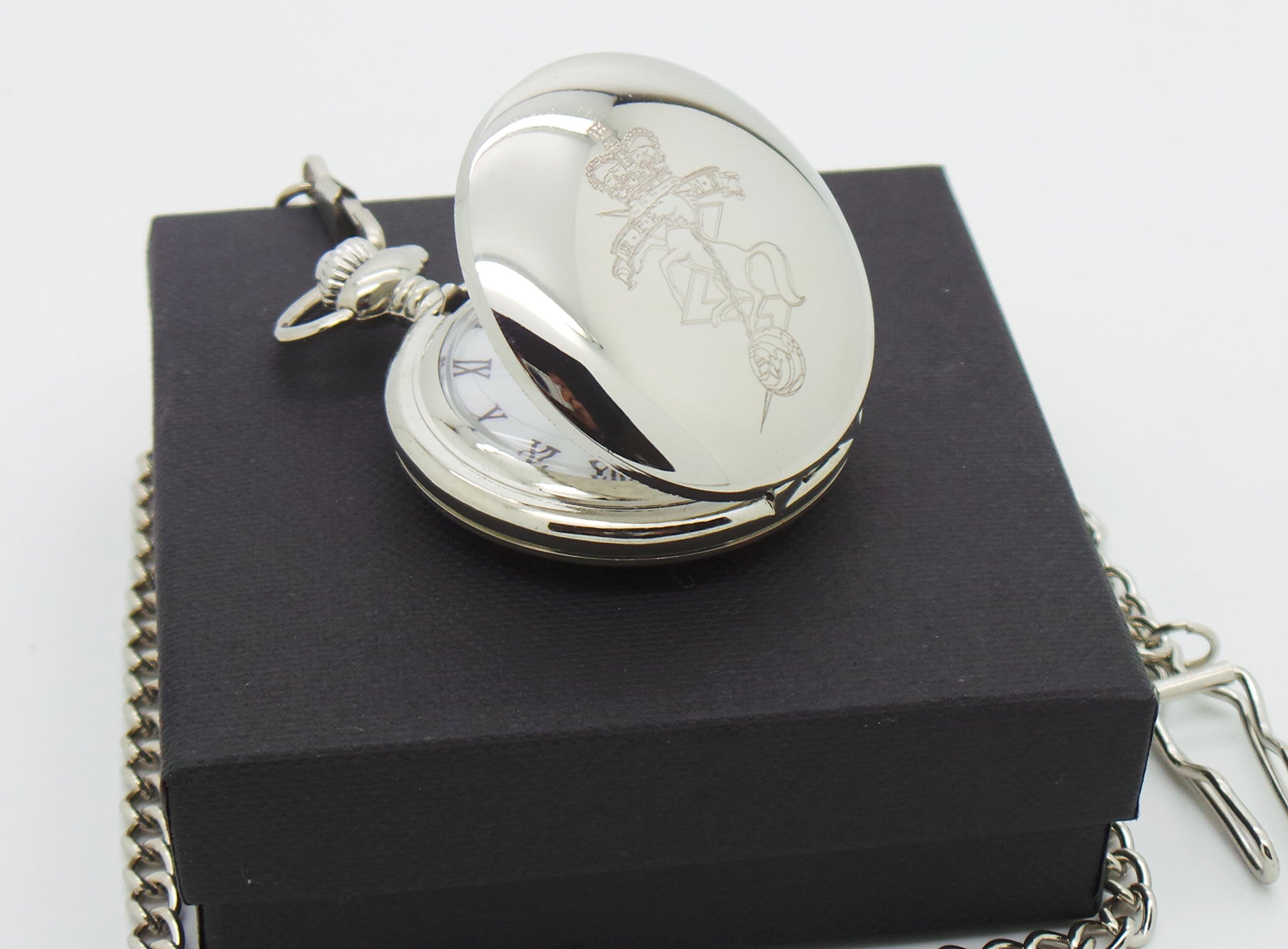 REME Full Hunter Pocket Watch, Royal Electrical And Mechanical Engineers, Silver Plated Masons of London, Pocket Watch in Gift Box