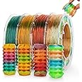 AMOLEN TPU 3D Printer Filament Bundle, Transparent Multicolor Rainbow TPU 1.75mm, Color Change Flexible Soft TPU 3D Printing Filament Supports High Speed, 200gX4 Spools