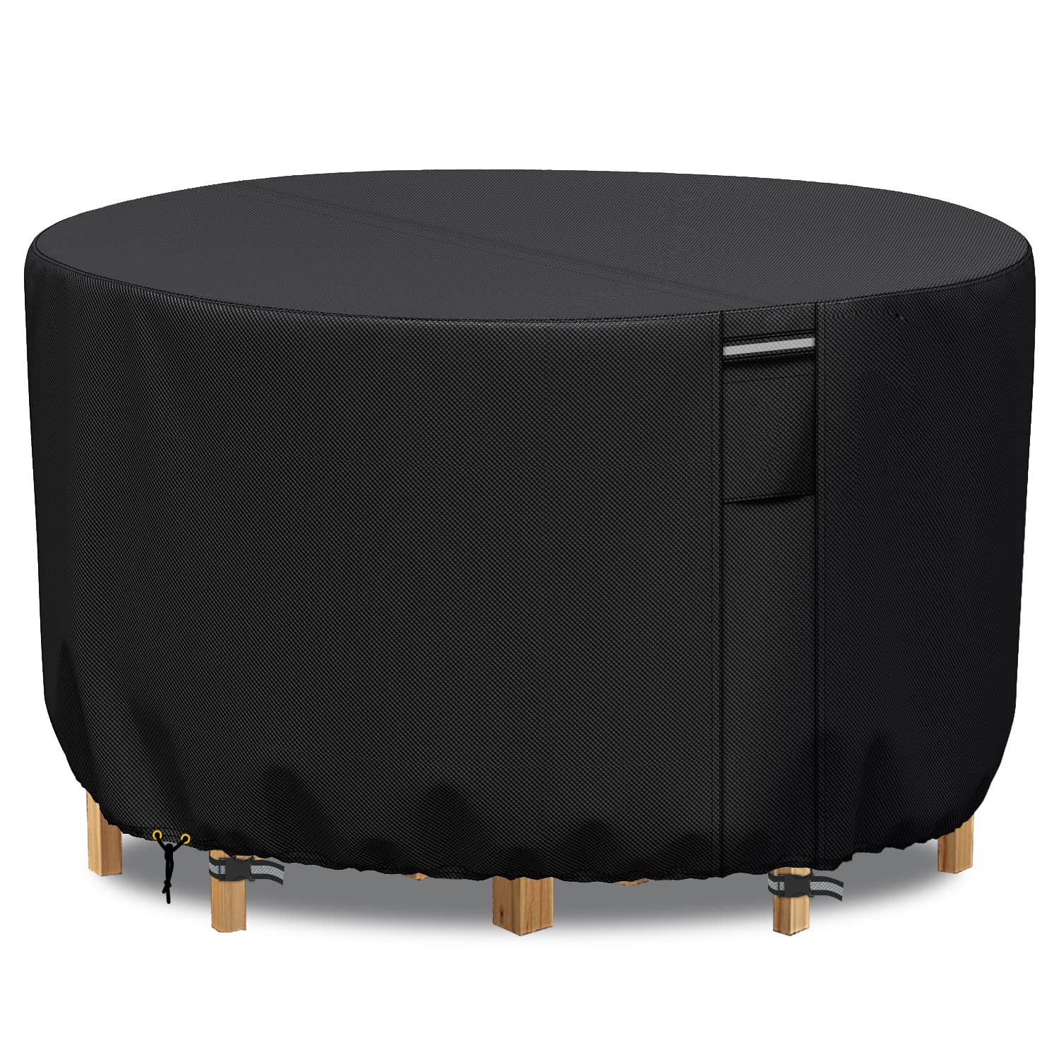 RICHIE Garden Furniture Covers Waterproof, Outdoor Round Garden Table Cover with Air Vent, Heavy Duty Rip Proof 600D Oxford Circular Patio Furniture Set Covers Windproof, Anti-UV (Ø130x71cm) - Black