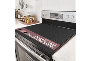 ABALTER Stove Top Cover for Electric Stove - Food Grade Ceramic Stove top Cover,Silicone XXL Dish Drying Mat, Glass Cooktop Covers, Flat RV Range top Mats (Black,28x20)
