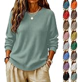 yxlaml Sweaters for Women Crew Neck Knit Long Sleeve Pullover Sweater | Sweaters for Women 2026 Fall Cozy Round Neck Long Sleeve Knit Pullover Tops Lightweight Jumper Sweater