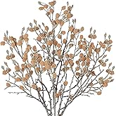 GnFlus 3Pcs Artificial Cotton Branches Fake Flowers for Spring Winter Indoor Boho Decoration,Faux Long Stem Artificial Flowers for Wedding Home Office Bedroom Party Table Centerpieces Decor Brown