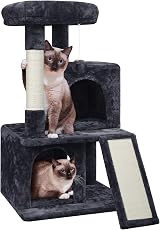 Yaheetech Cat Tree 92cm Multilevel Tower with Double Condo Scratching Post Ball