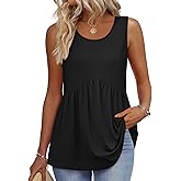 Zeagoo Womens Summer Tank Tops Sleeveless Babydoll Tops Loose Fit Tunic Blouses Crew Neck Flowy Shirts S-3XL