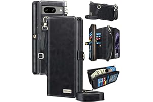 SiHPuoy Leather for Google Pixel 8 Wallet Case with Card Holder Kickstand, Phone Accessories for Woman Men Women, 2 Pack Screen Protector 2 Pack Camera Lens Cover, Black