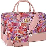 Weekender Bag for Women, Travel Duffel Bag Carry On Overnight Bag with Shoe Compartment Large Nylon Travel Weekend Tote Bag