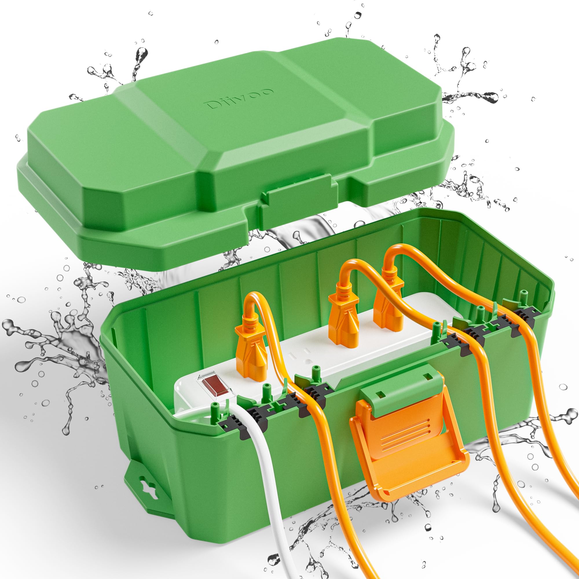 Photo 1 of Diivoo Medium Outdoor Electrical Box Waterproof, IP54 Weatherproof Extension Cord Cover, Outdoor Plug Cover, Outdoor Extension Cord Box, Green