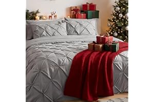 Bedsure Queen Comforter Set Grey - Bed in a Bag Queen Size Bedding 7 Pieces, GentleSoft™ Pintuck Bed Set Gift for Family, Pinch Pleat All Season Comforter with Sheets, Pillowcases & Shams