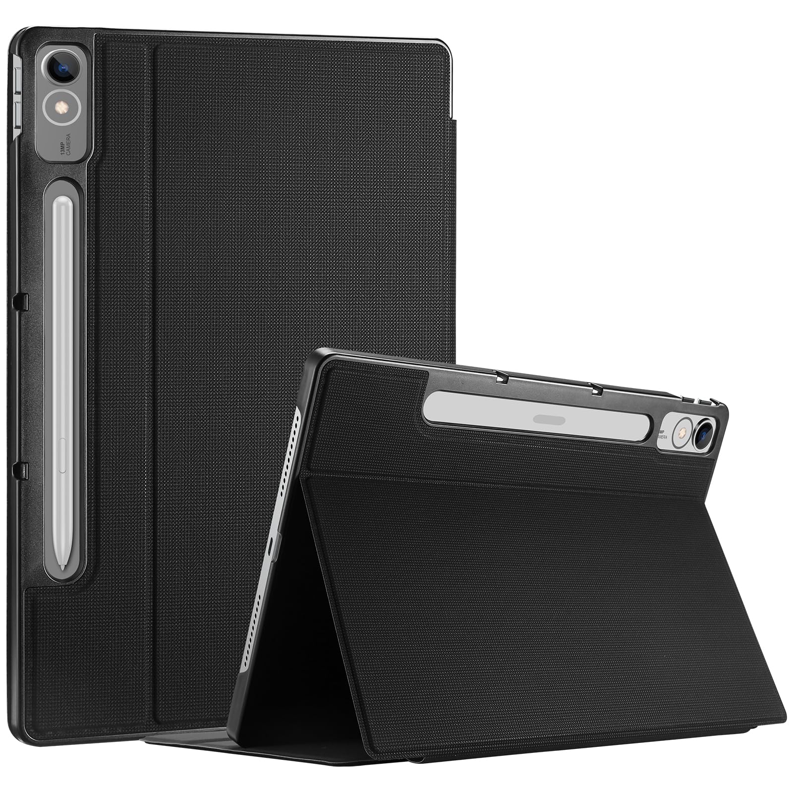 ProCase Case for Lenovo Tab P12 with Pen Holder, Slim Folio Case Protective Hard Shell Lightweight Stand Smart Cover for 12.7 inch Lenovo Tab P12 2023 TB370FU -Black