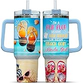 99WHALE Coffee Yellow Blue Women Tumblers Quartz Light Simple Steel Hot Navy Myrtle Royal, Beach Gifts, Tumbler 40 Oz With Handle Lid And Straw, Kinda Girl Beach Sunshine