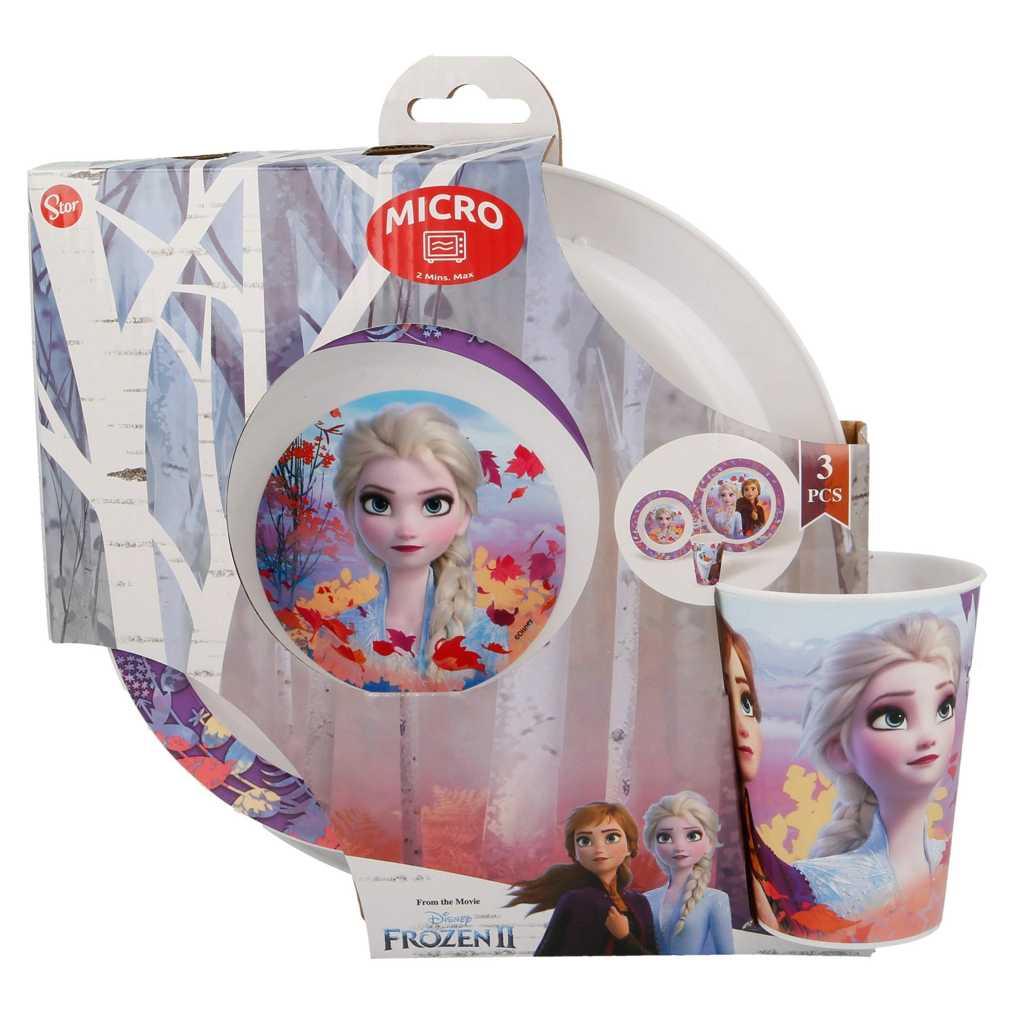Disney Frozen 3pcs Kids Childrens Micro Dinner Lunch Santa Festive Tableware Set Plate, Bowl & Cup, BPA Free