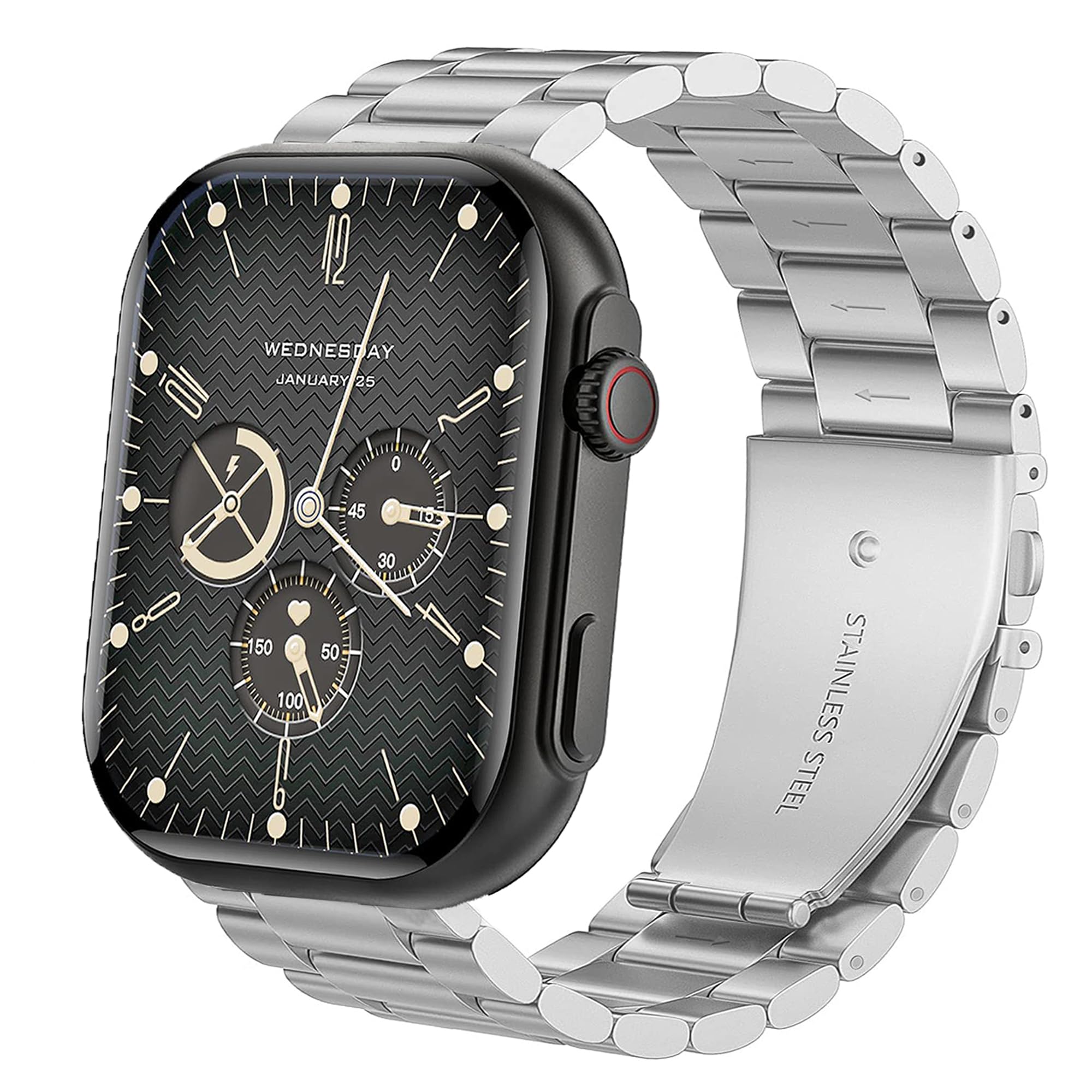 Blueshaweu Compatible for HOLALEI ZL80 Smartwatch 2.01" Band, Quick Release Stainless Steel Metal Replacement Straps Compatible with HOLALEI Smartwatch 2.01 inch ZL80 (Silver)