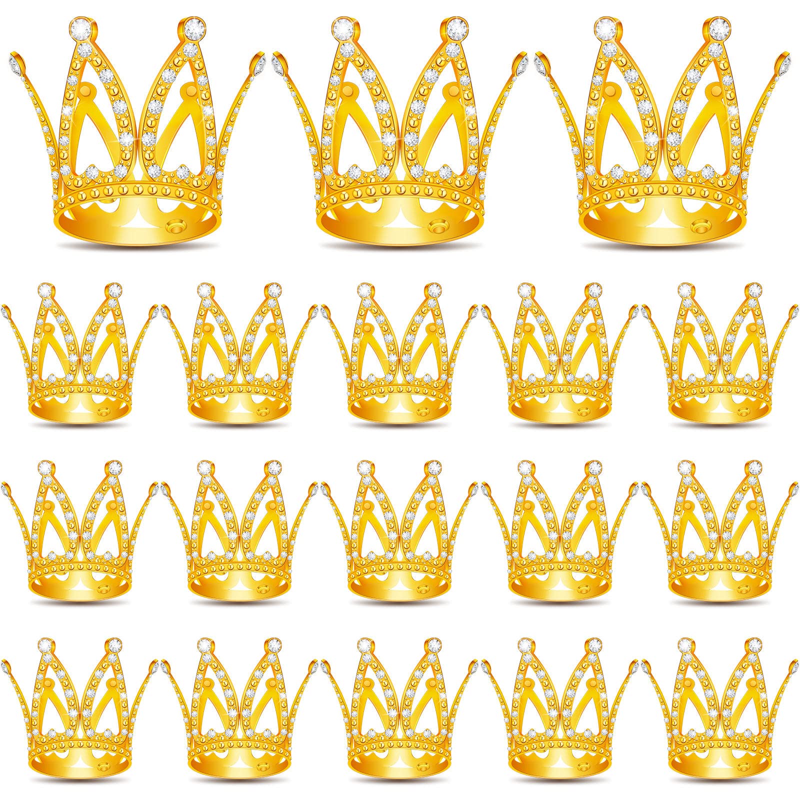 Photo 1 of 18 Pcs Crown Cake Topper, Mini Tiara Birthday Cake Toppers, Mini Crown for Flower Arrangements Women Lady Girl Wedding Baby Shower Birthday Party