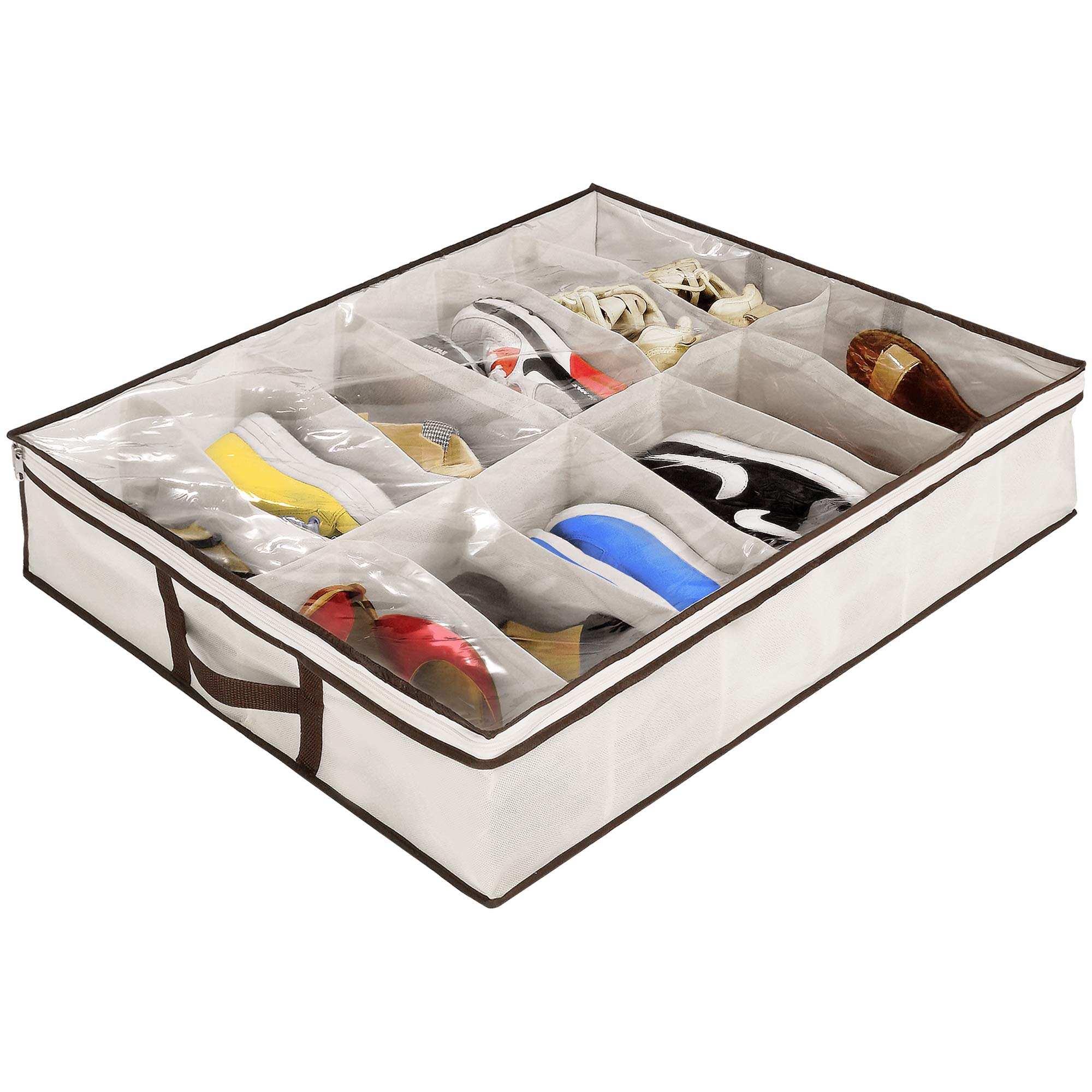 Under Bed Shoe Organizer Flat Storage Gearbox Container 12Cell Rack W