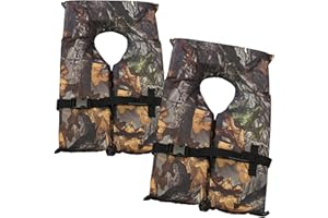 HARDCORE WATER SPORTS 2 Pack Coast Guard Approved Life Jackets. High Visibility Color Type II Keyhole Life Vest in Classic May West Style. Compliance Flotation Device