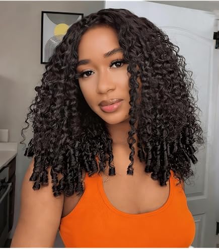 Amazon.com : Half Wig Human Hair Burmese Curl Wig for Women  display picture 2