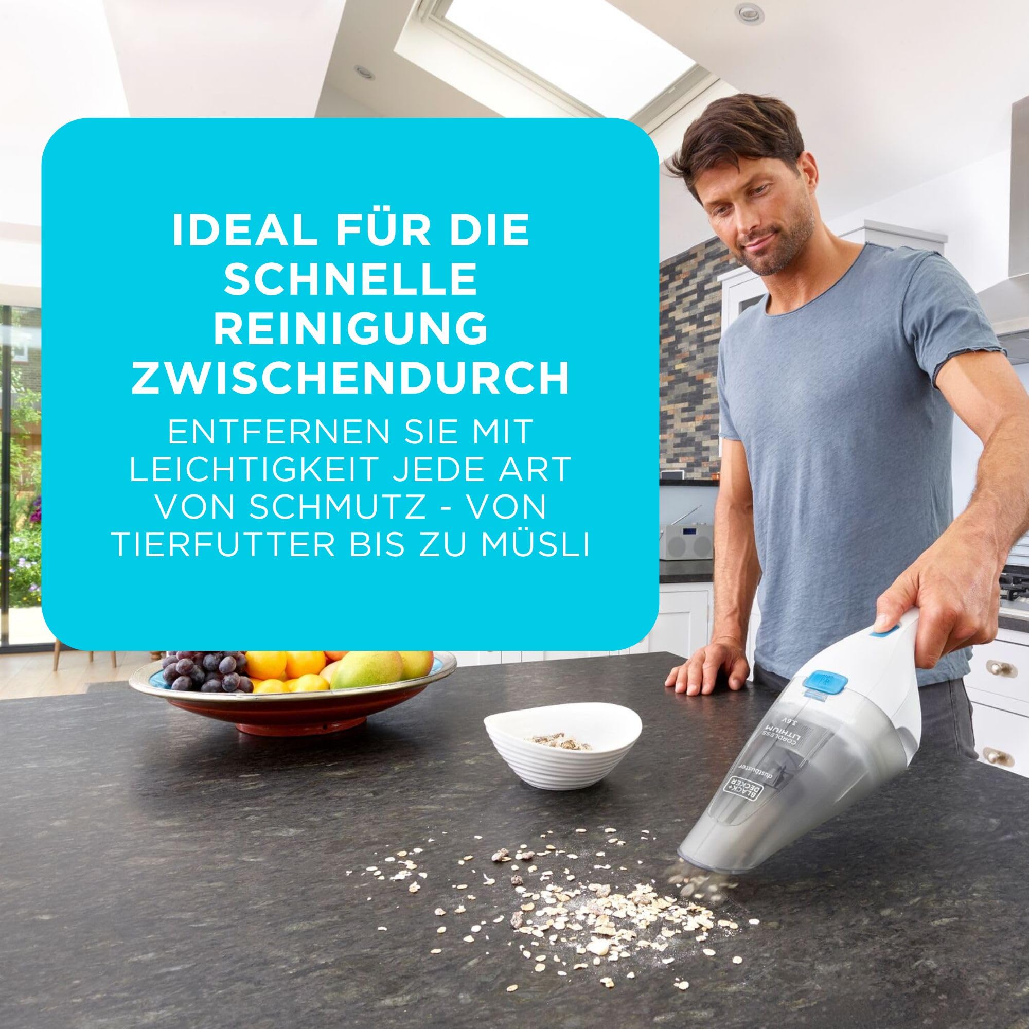 BLACK+DECKER dustbuster 3.6V kabelloser Akku-Handstaubsauger, NVC115JL-QW 2