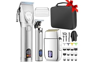 Lanumi Professional Hair Clippers Electric Razor Shavers Men 3 Piece Set Rechargeable Clippers and Trimmers Beard Trimmer Barber Kit with Travel Case Clippers for Hair Cutting Gifts for him