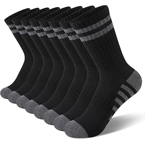 Comfoex Boys Crew Calf Kids Socks for Boys Ages 4-6 6-8 8-10 Athletic School Long Half Cushioned Socks 8 Pairs
