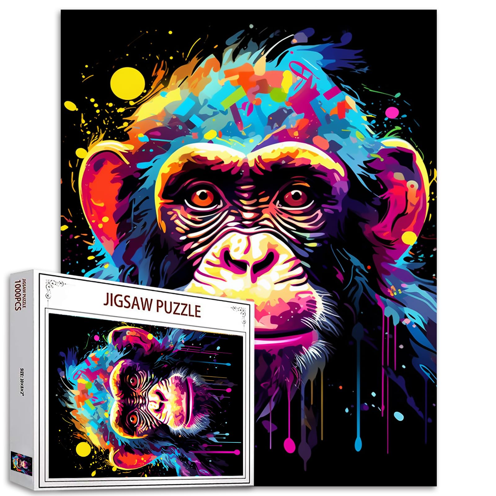 Tucocoo 1000pcs Monkey Graffiti Puzzle for Adults Cute Animals Cartoon Puzzle Colourful Handmade Puzzle for Home Decoration Gifts Family Puzzle Perfect for