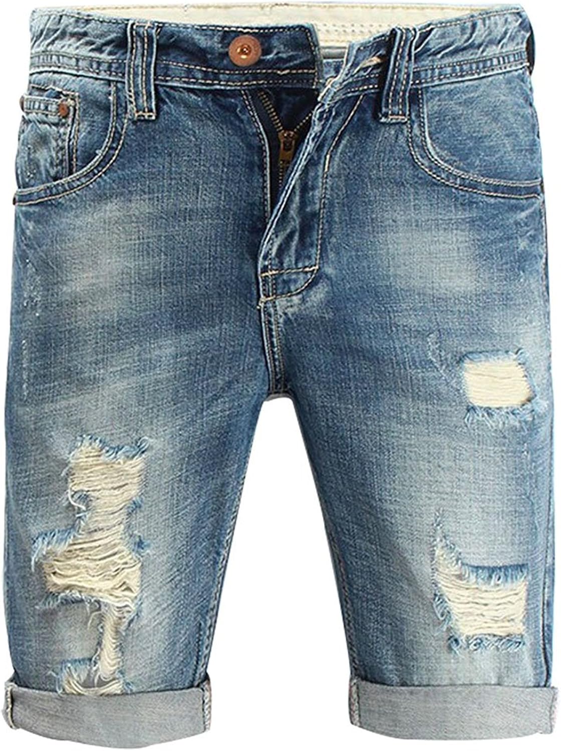 light ripped jean shorts