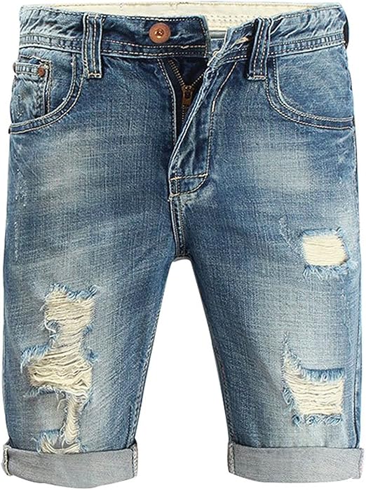 light wash ripped denim shorts