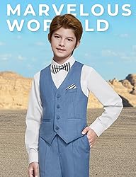 Marvelous World Boys Suits Blue Gray Slim Fit Size