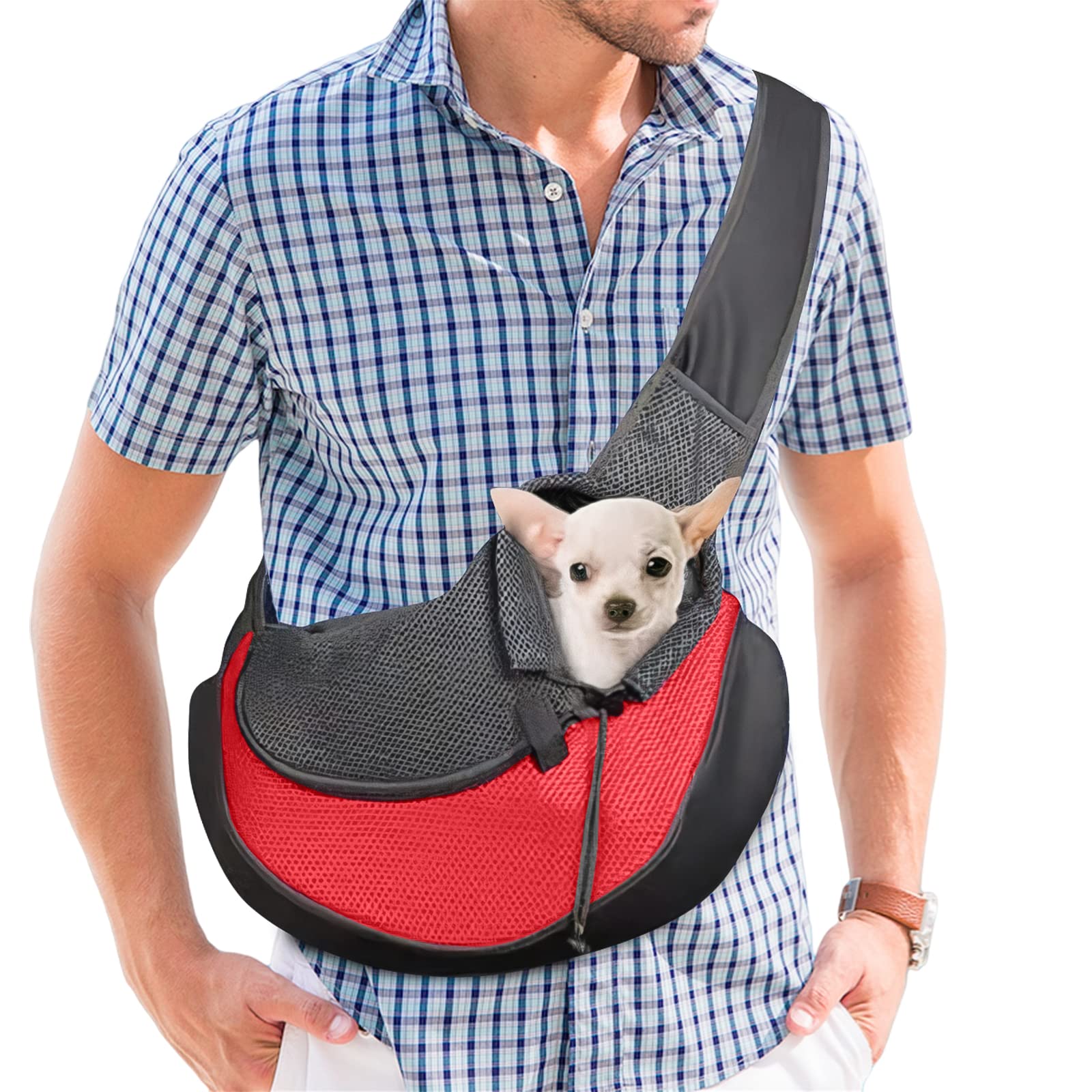 PETCUTE Dog Sling Carrier Pet Sling bags Dog shoulder bag Mesh Pet Carrier Bag Small Dog Travel Bag
