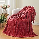 NEWCOSPLAY Super Soft Twin Blanket Red Premium Silky Flannel Fleece 3D Heart Checkered Lightweight Bed Blanket All Season Use (Red Heart, Twin(60"x80"))