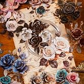 Yoksas Large Vintage Rose Stickers - 60Pcs Clear Waterproof Rose Flowers Stickers for Scrapbooking,Junk Journals,Phone Case,Planner,Albums