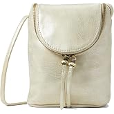 HOBO Fern Stylish Bag for Women - Leather Construction with Top Zip Closure, Printed Lined Interior, and Adjustable Crossbody Strap Bag Pearled Silver One Size One Size