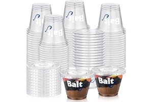 SiliFine 50 Pcs Fishing Party Favors 8/9 oz Bait Cups with Lids Disposable Bulk Plastic Bait Cups for Water Wine Coffee Cake Fishing Birthday Baby Shower Favors Decor (Clear,9 oz)
