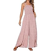 Seta T Women's Casual Loose Overalls Jumpsuits One Piece Sleeveless Split Wide Leg Long Pant Rompers with Pockets