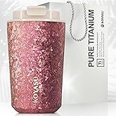 KOYASU® Ti-Zen™ Titanium Travel Coffee Mug - 12oz Ultralight Insulated Tumbler - Aesthetic Gifts for Her, Mom & Wife - Cute Reusable Tea Cup - Stylish Portable Thermos - Dawn Pink