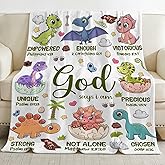 Snanna Dinosaur Blanket for Boys,God Says I Am Dinosaurs Throw Blanket,Dinosaur Gifts for Girls Baby,Meaningful Thoughtful Religious Baptism Christian Gifts,Bible Verse Quilt, 40"x50" for Kids