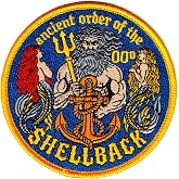 Shellback Ancient Order King Neptune Collectible Novelty Embroidered Patch | 4 inch round patch, merrowed edge, iron-on backing. For a ball cap, jacket, vest, sea bag or shadow box.
