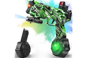 FUILTEE Gel Ball Blaster with Drum, Manual & Automatic Dual Mode, Linked Shooting Effect, Ages 14+, Green