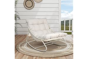 Grand patio Outdoor Rocking Chair, Metal Lounge Rocking Chair with Thick Cushion, Comfy Modern Rocker for Patio Porch Deck Ba