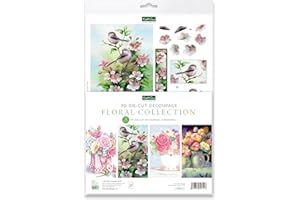 Katy Sue Designs Floral Collection 3D Die-Cut Decoupage Sheets for Card Making. A Pack of 12 Sheets of Floral-Themed Die Cuts for Card Making Supplies or Scrapbooking