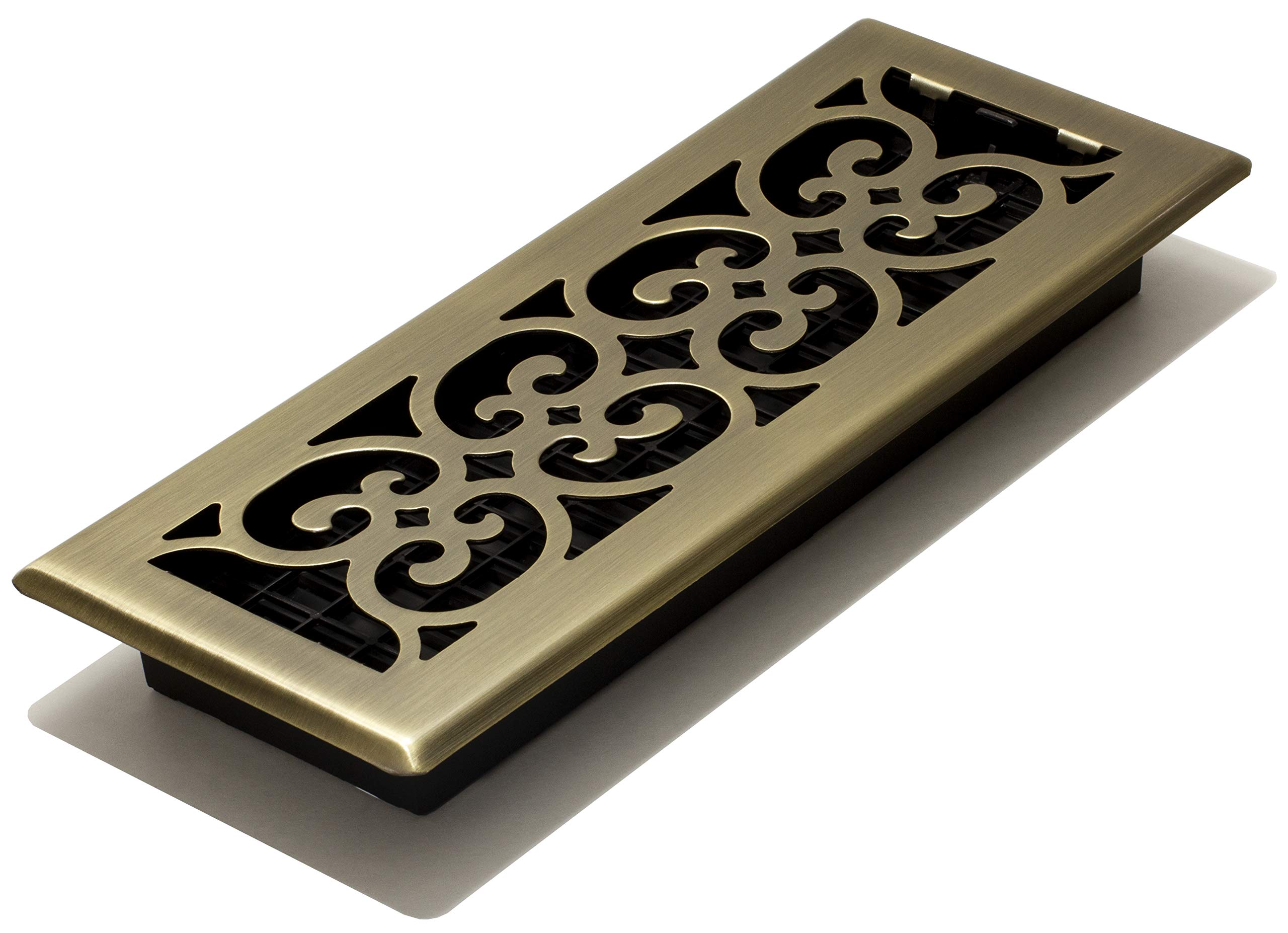 Photo 1 of Decor Grates SPH412-A Scroll Design Floor Register, 4x12 Inches, Antique Brass Finish