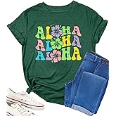 Hawaiian Shirts for Women Hawaii Shirt Tropical Beach Tshirt Graphic Tees Vacation Outfits Summer Casual Party Tops