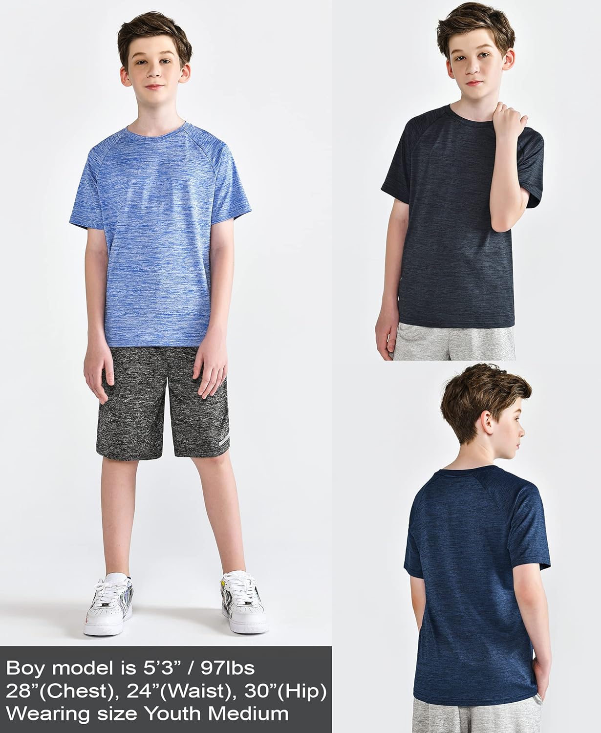 Liberty Imports 5 Pack Big Boys Youth Athletic Quick Dry Crewneck Tees Performance Short Sleeve Shirts: Clothing